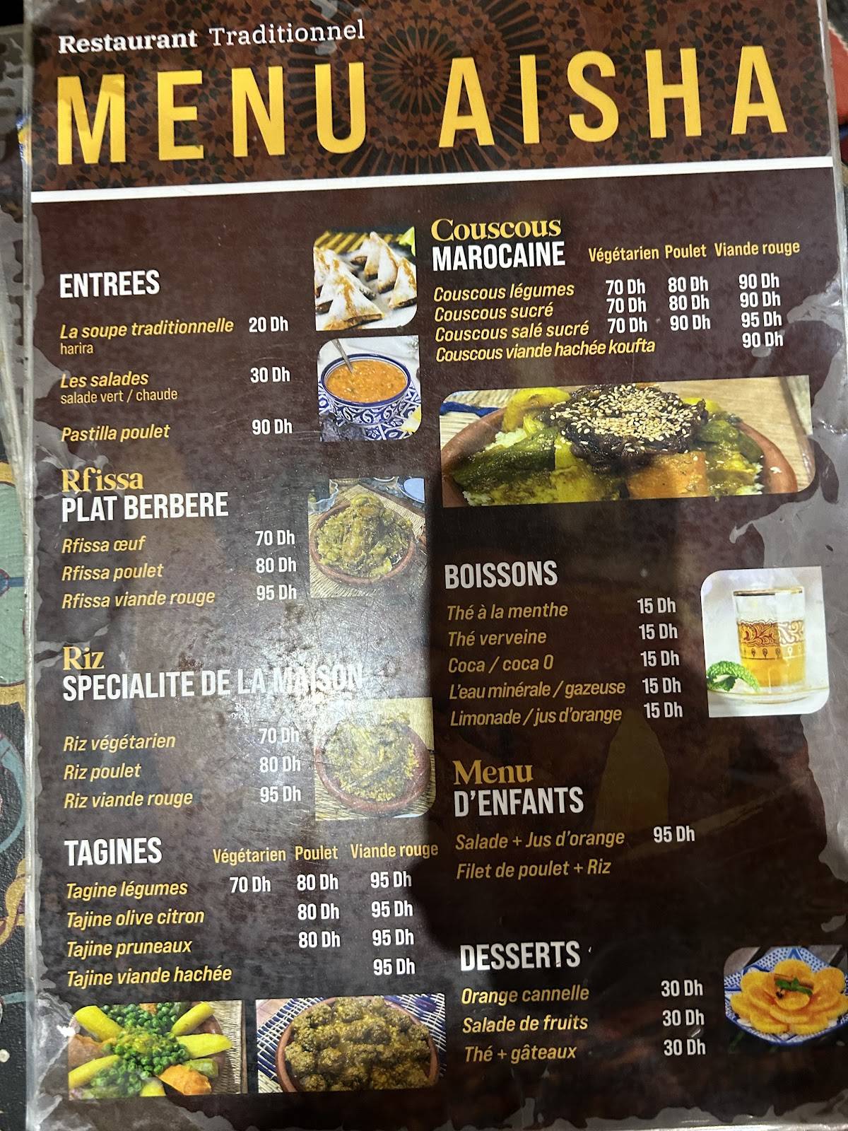 Menu de Aisha