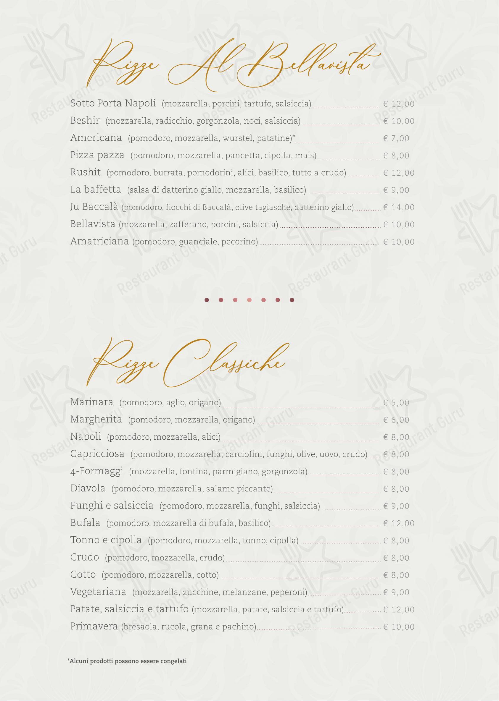 Ristorante Al Bellavista in L'Aquila - Menu