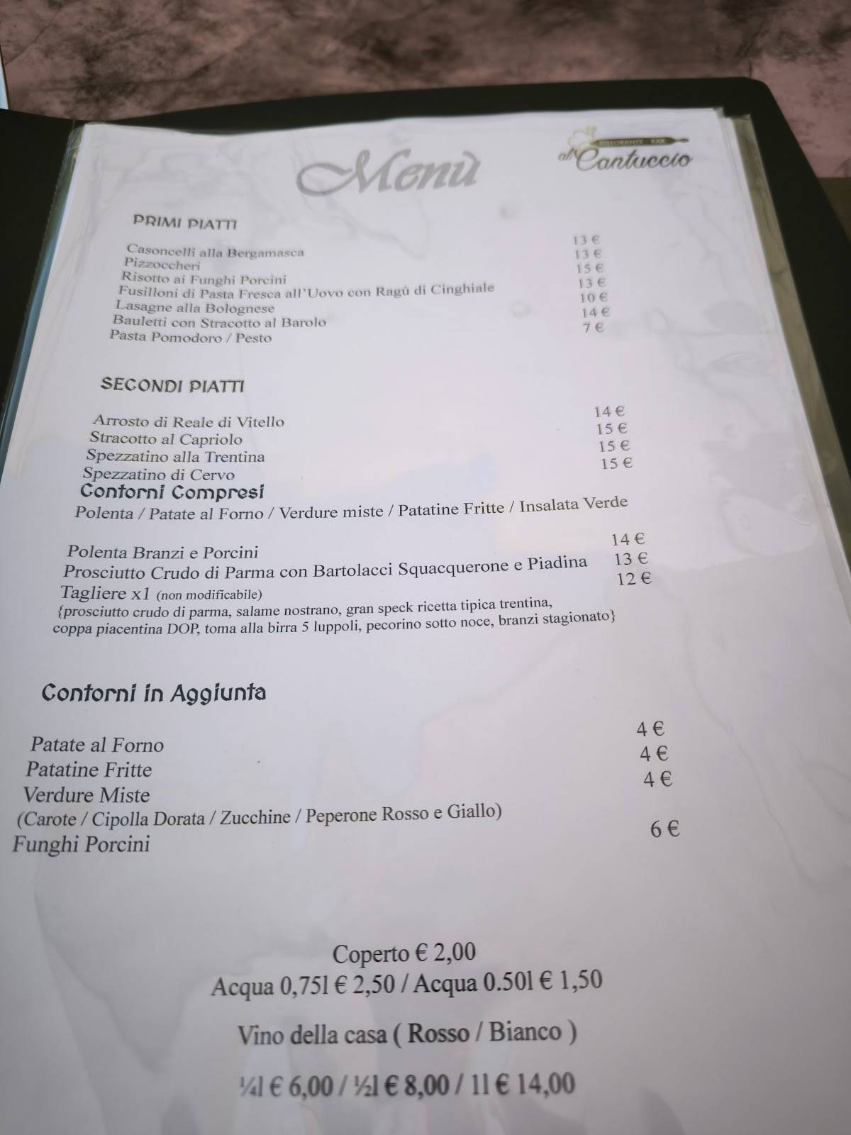 Menu di Al Cantuccio 