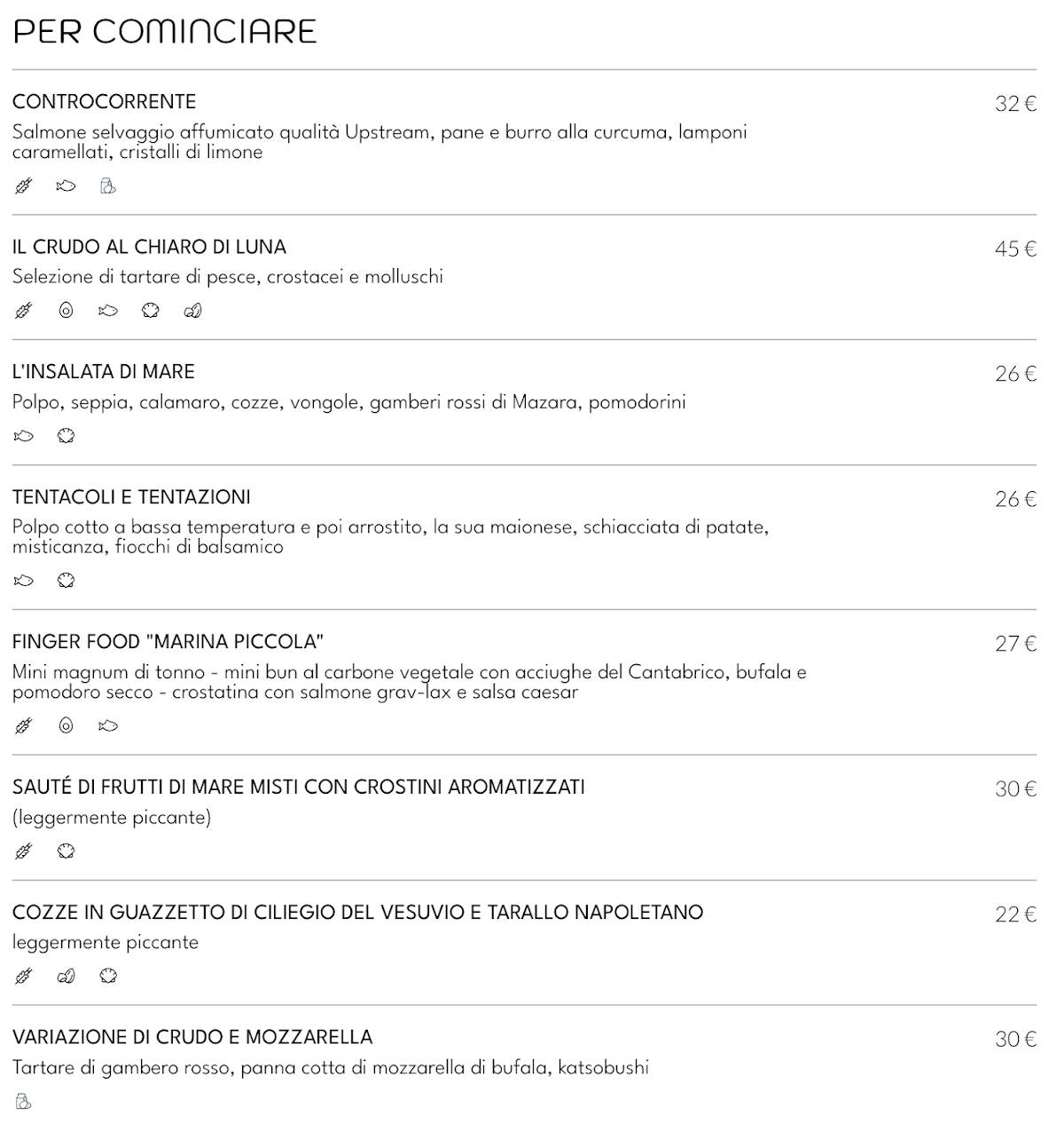 Menu di Al Chiaro Di Luna 