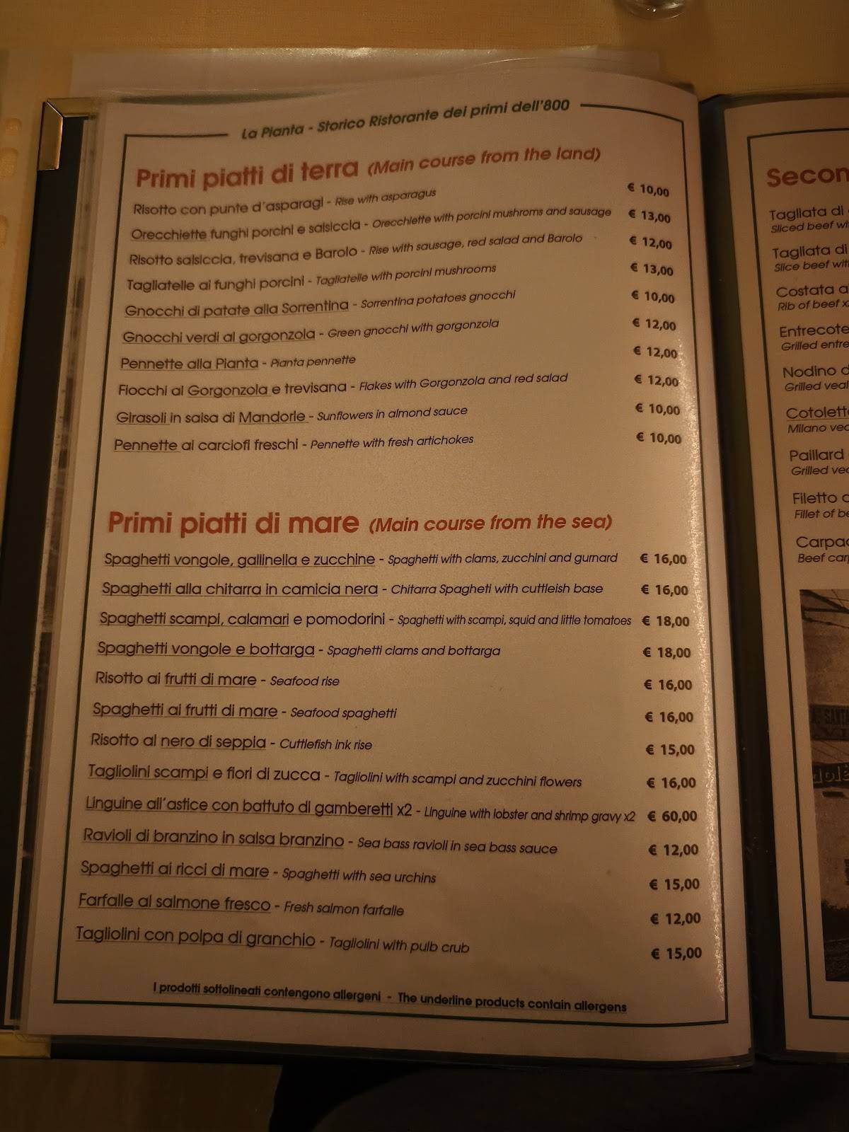 Menu di Al Portico 