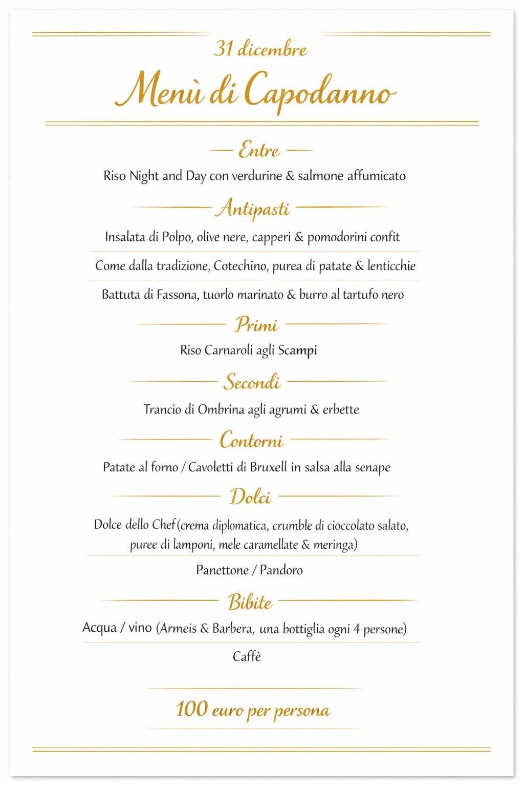 Menu di Al Portico Restaurant 