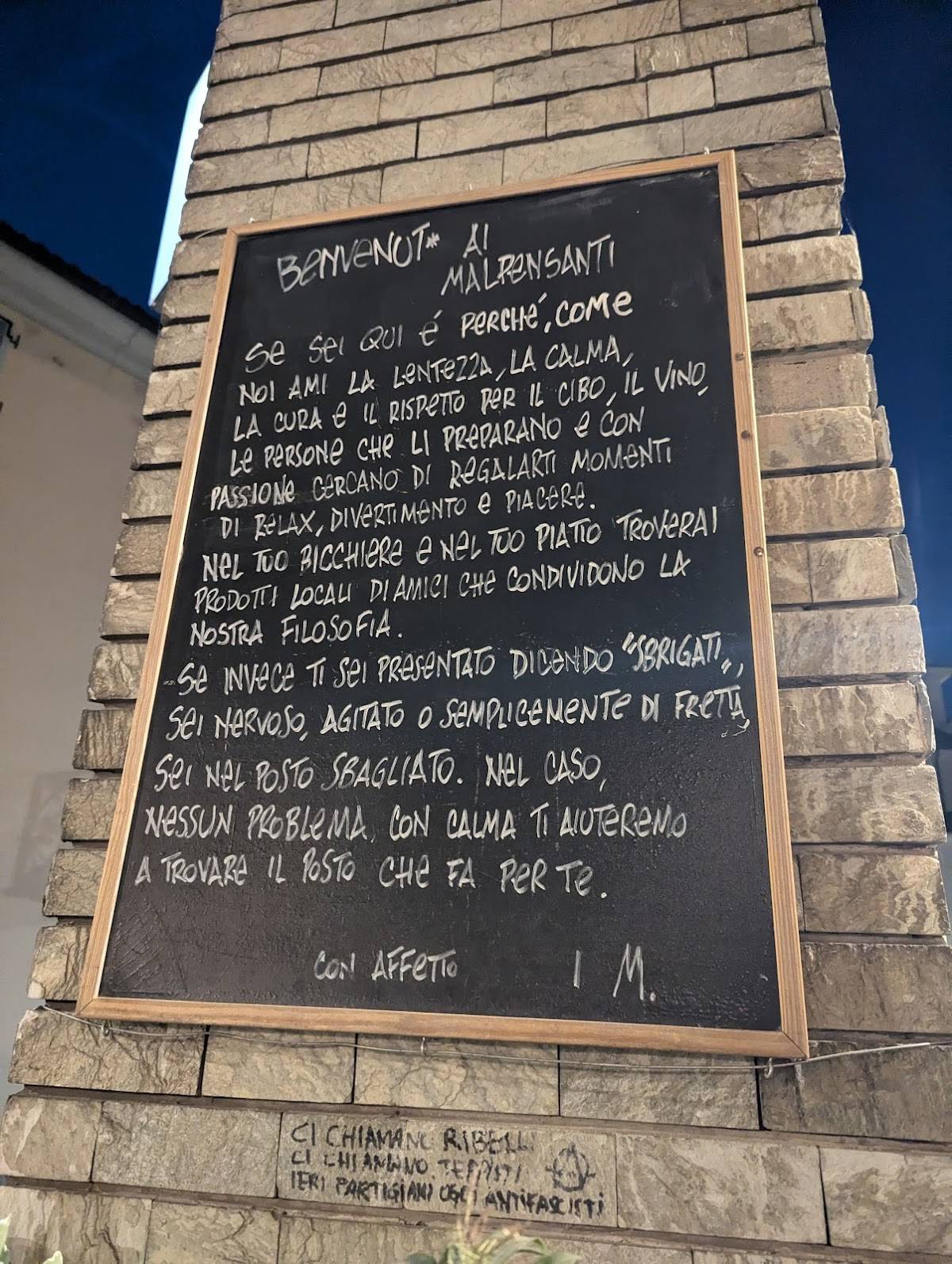 Menu di I Malpensanti - Piccolo Ristoro Collettivo 