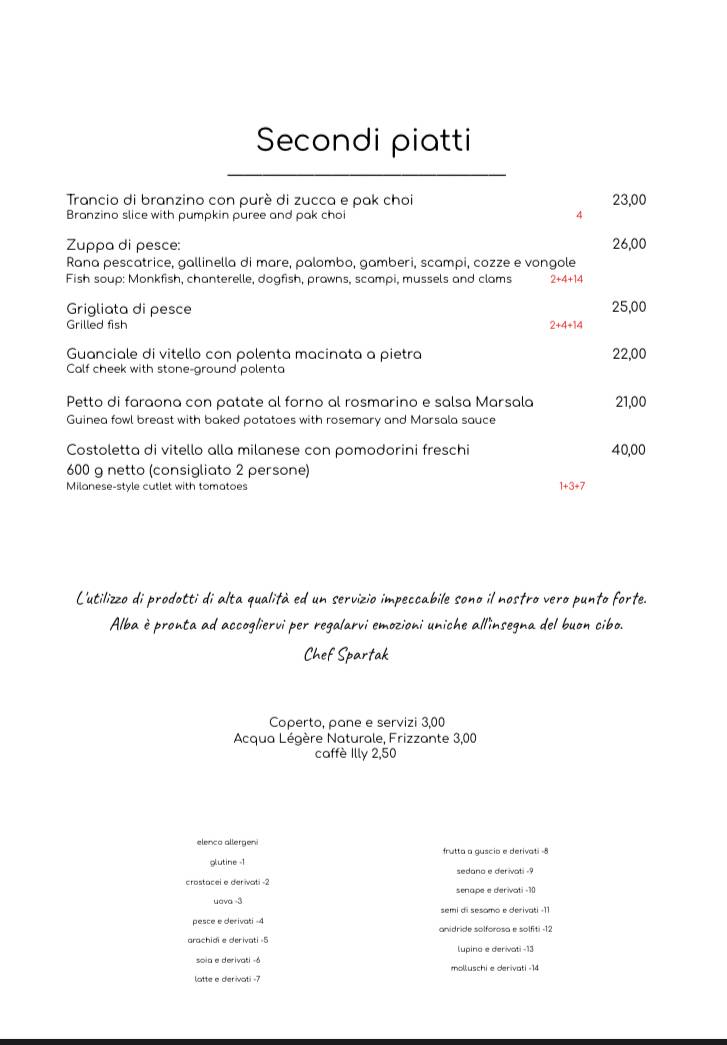 Menu di Alba Ristorante 