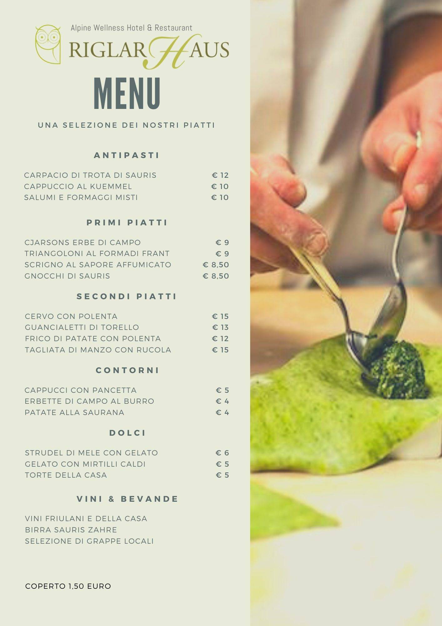 Menu di Alpine Wellness Hotel e Ristorante Riglarhaus 