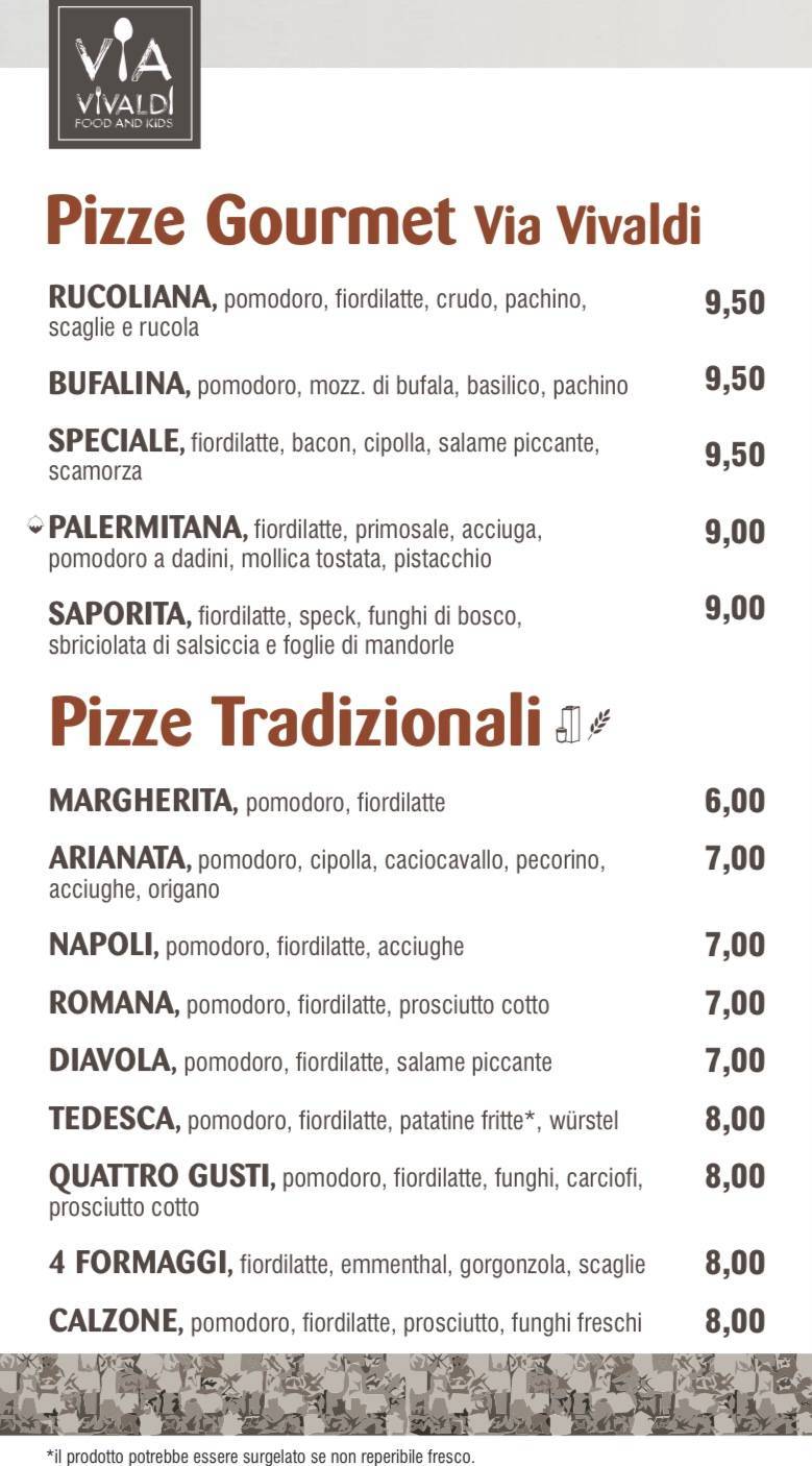 Menu di VIA VIVALDI FOOD AND KIDS 