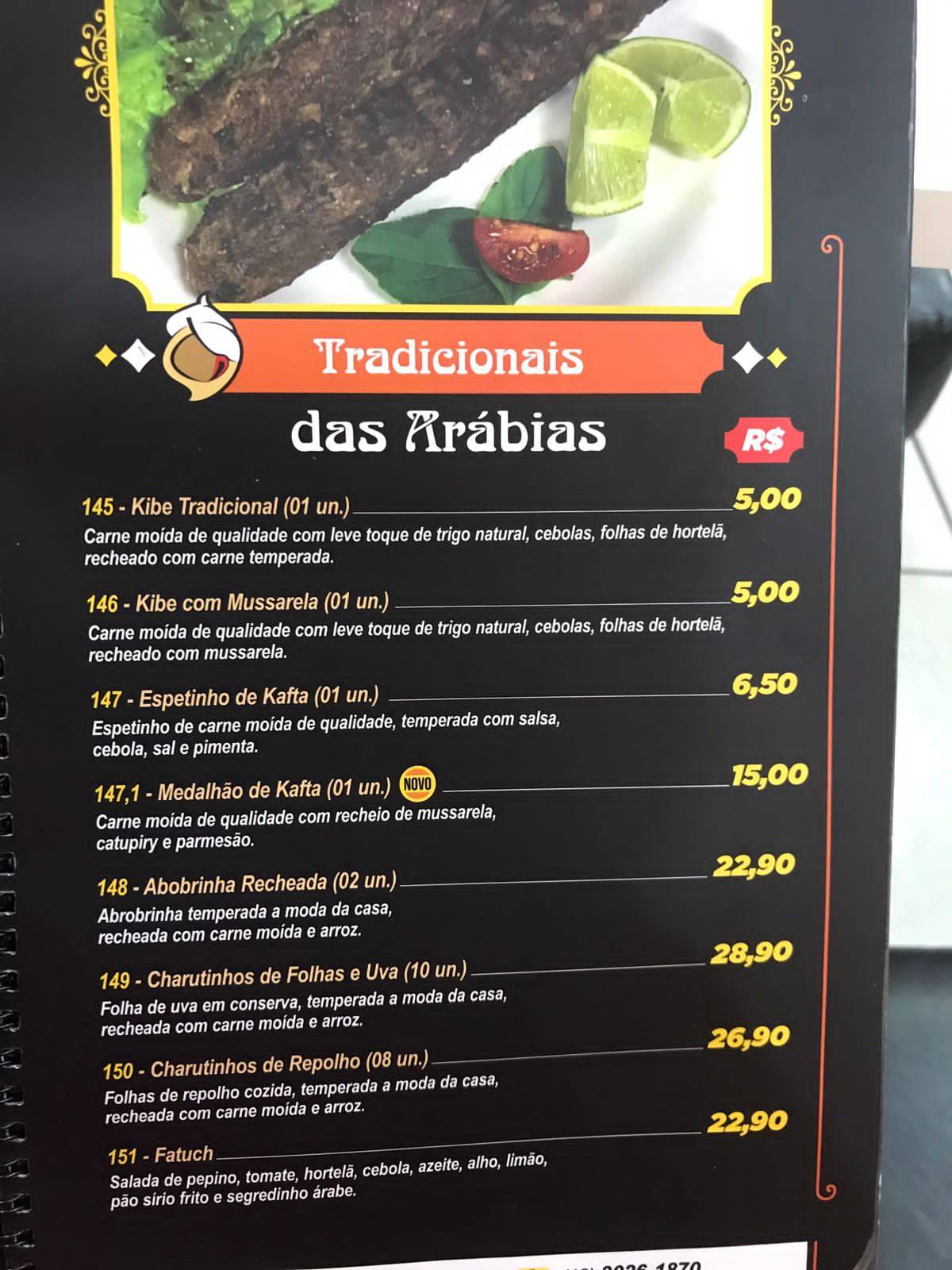 Alibaba Esfiharia cardápio