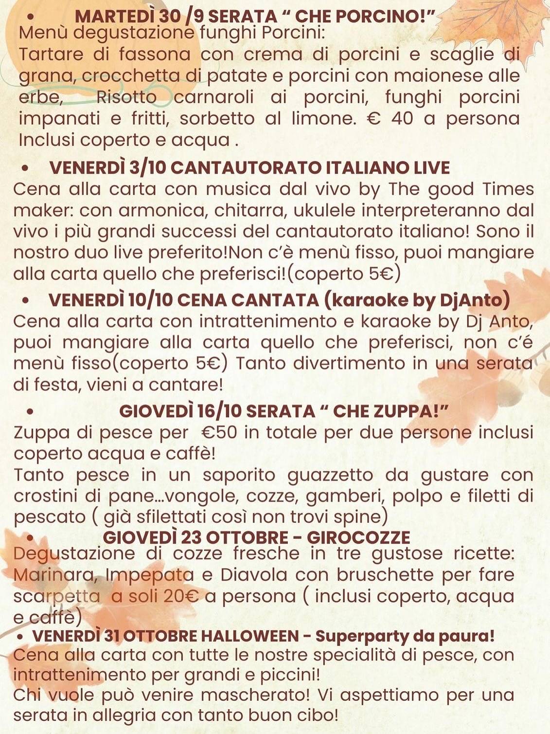 Menu di Trattoria Primo Incontro 