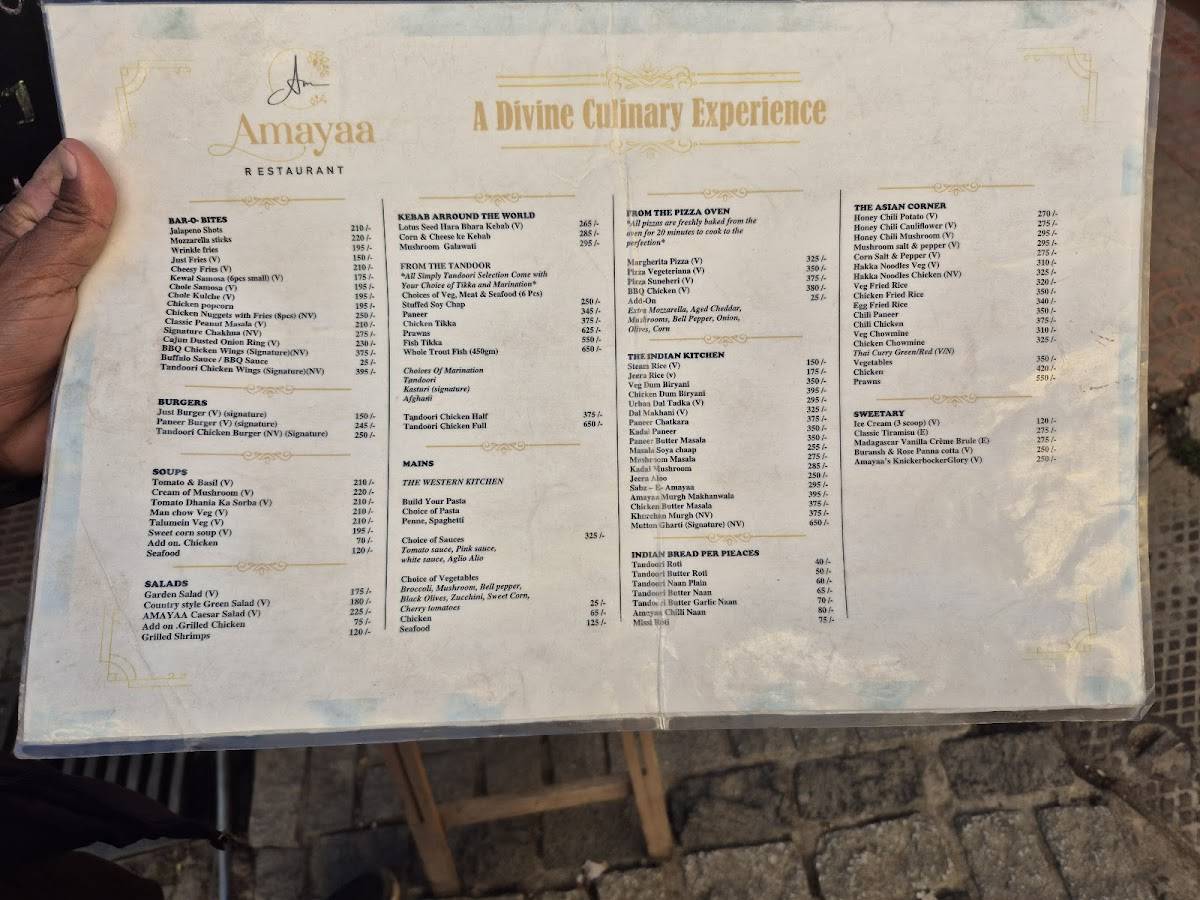 Amayaa Restaurant menu