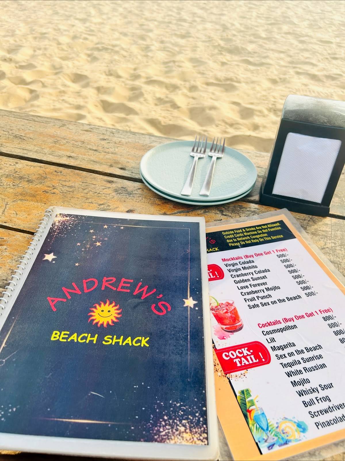 Andrew's Beach Cafe menu