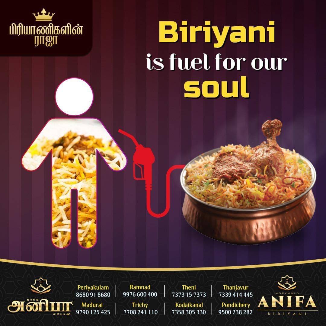 Anifa Biriyani Velankanni menu
