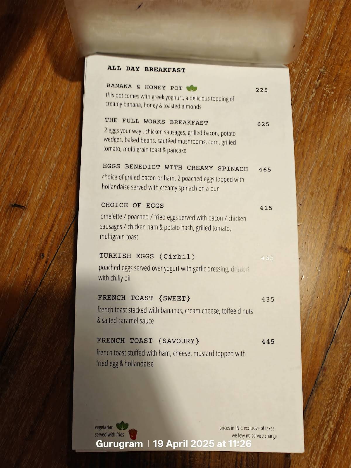 Another Fine Day Cafe & Reading Room menu