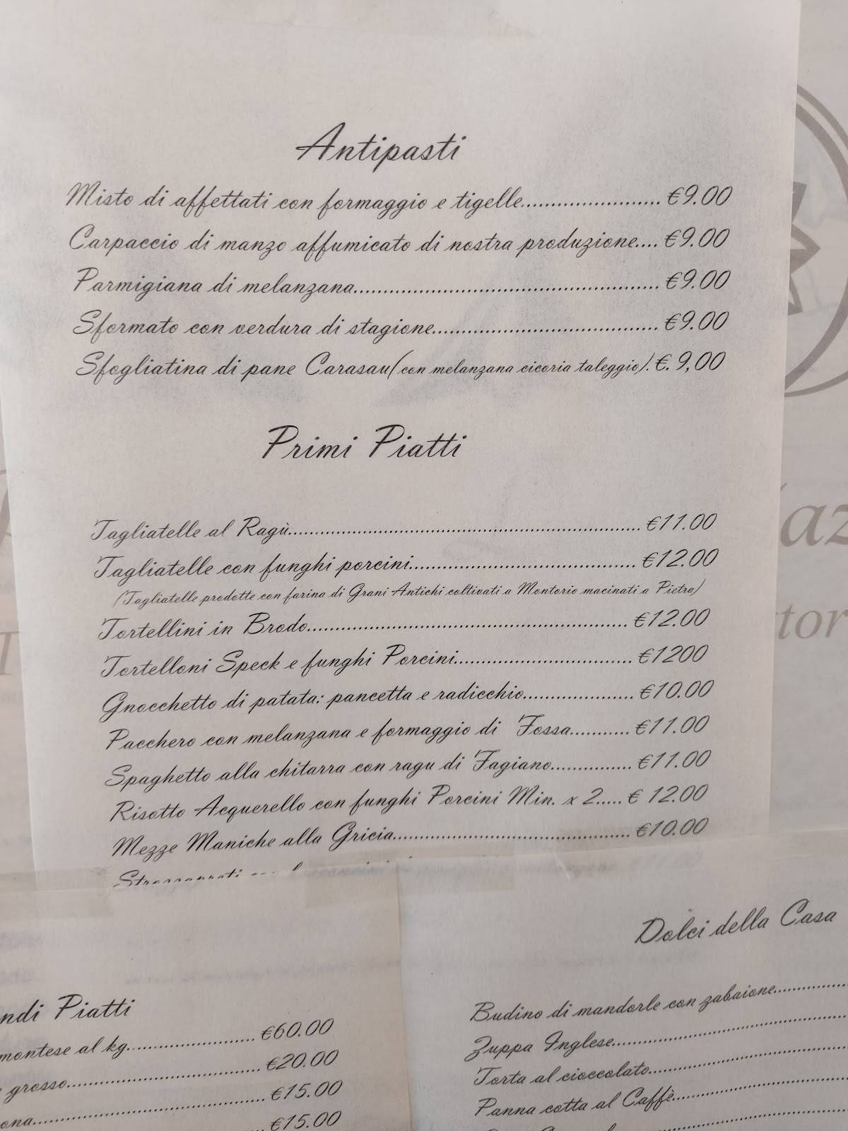 Menu di Antica Trattoria La Piazza 