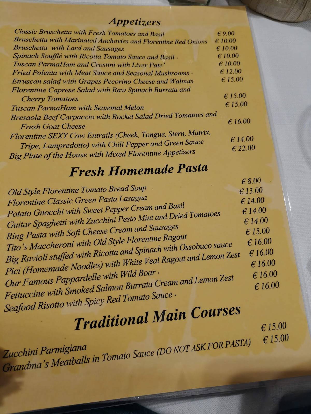 Menu di Antica Trattoria da Tito dal 1913 