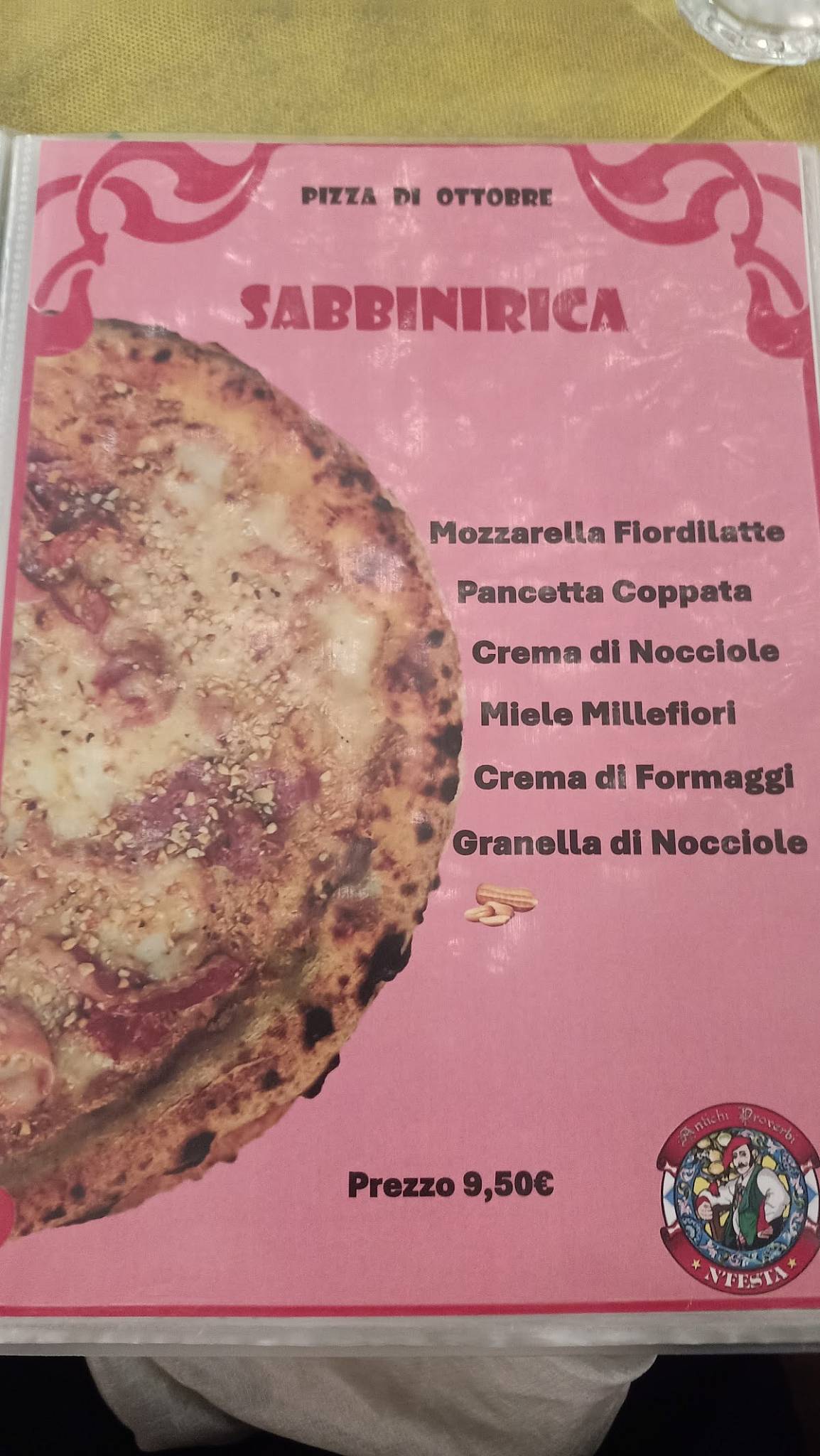 Menu di Antichi Proverbi STORICO 