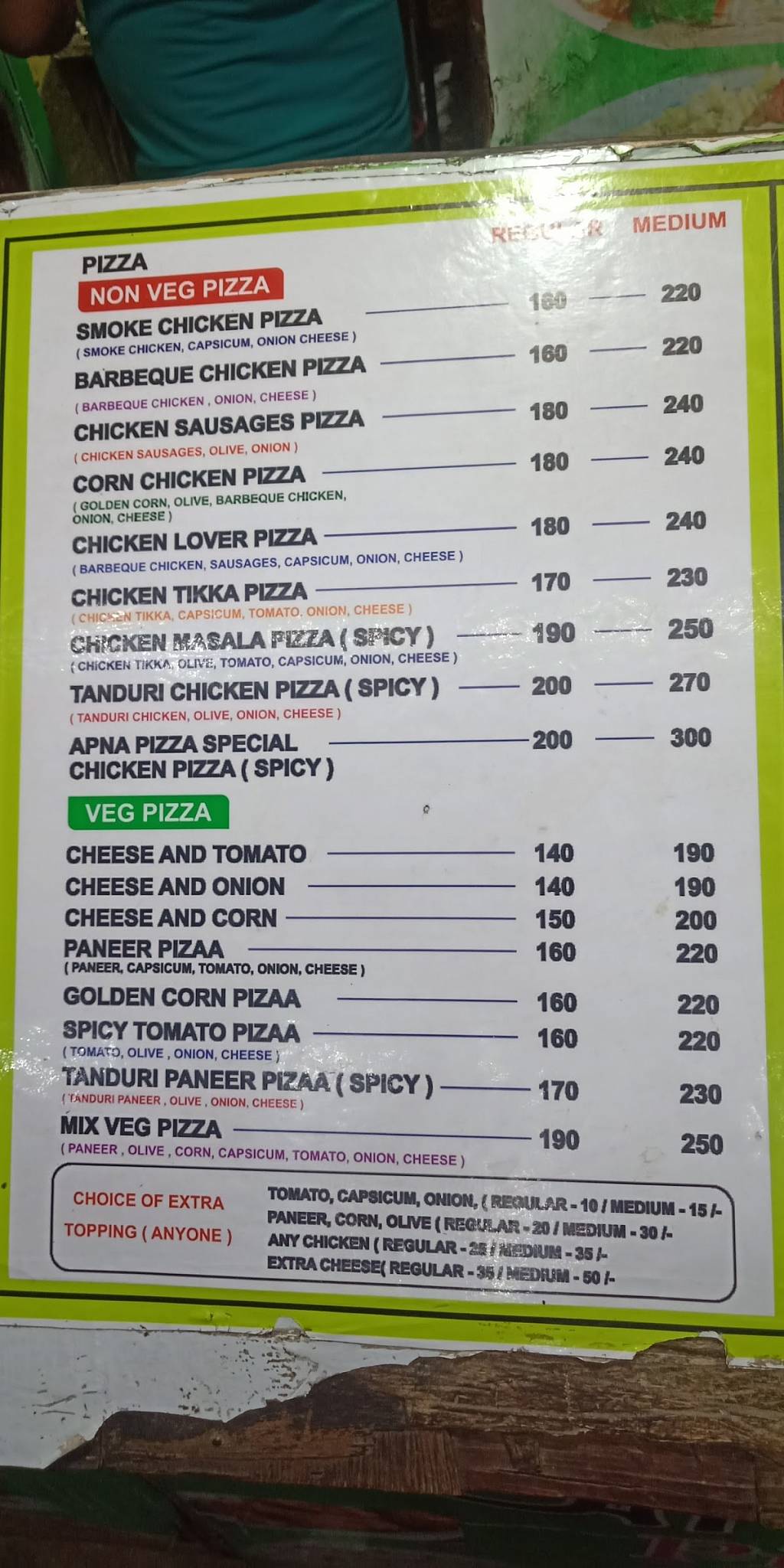 Apna Pizza menu