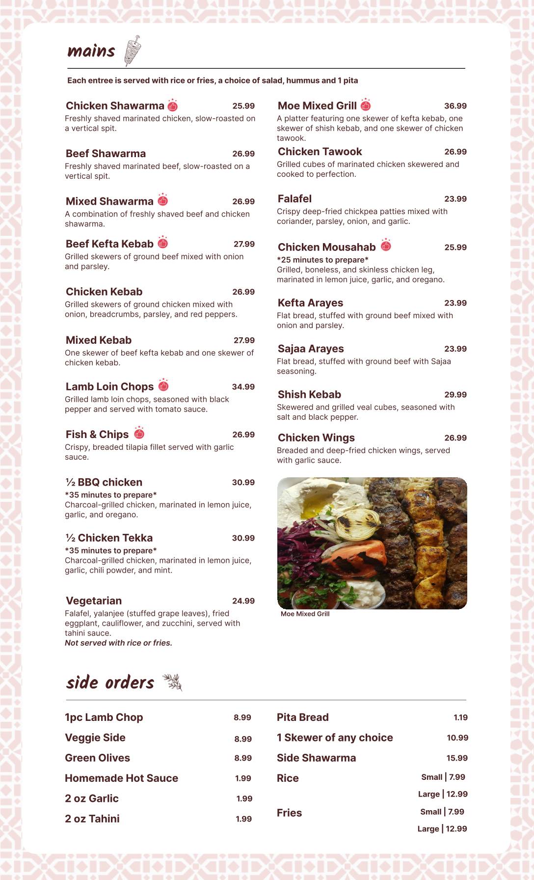 Menu de Arabesque Family Restaurant