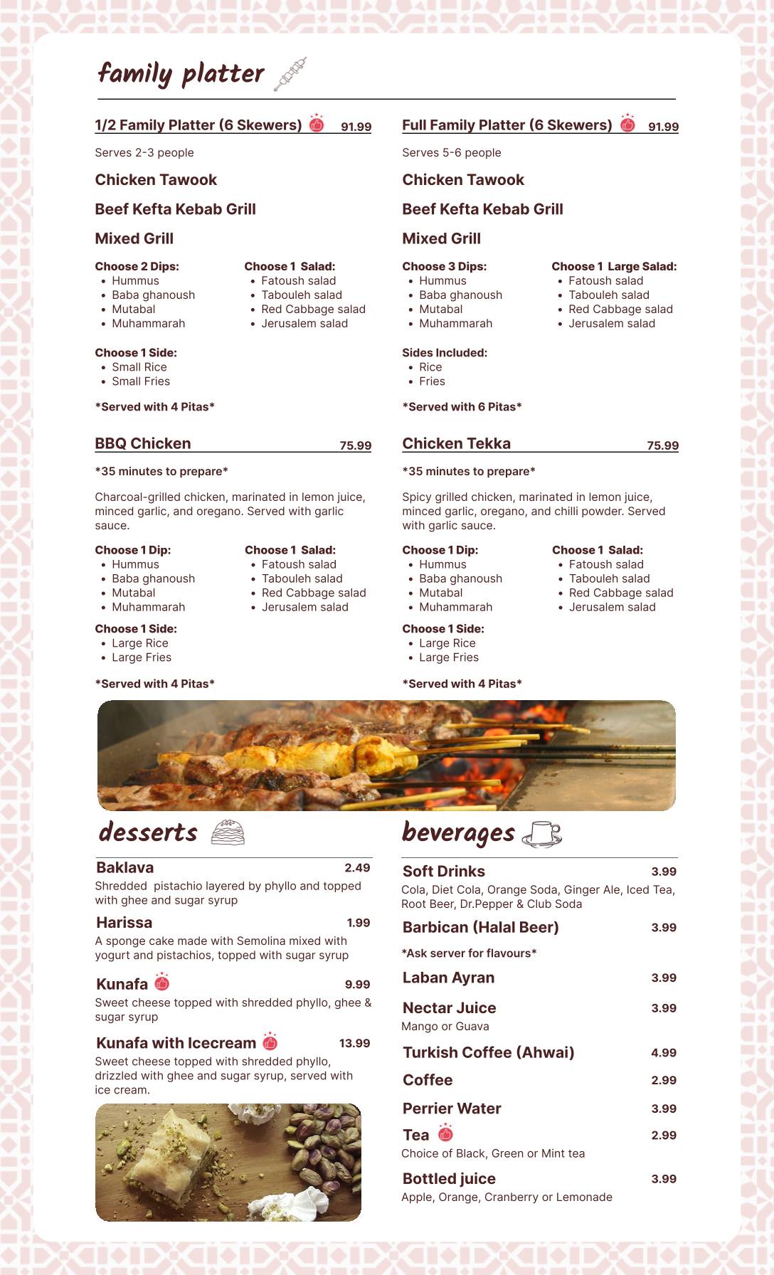 Menu de Arabesque Family Restaurant