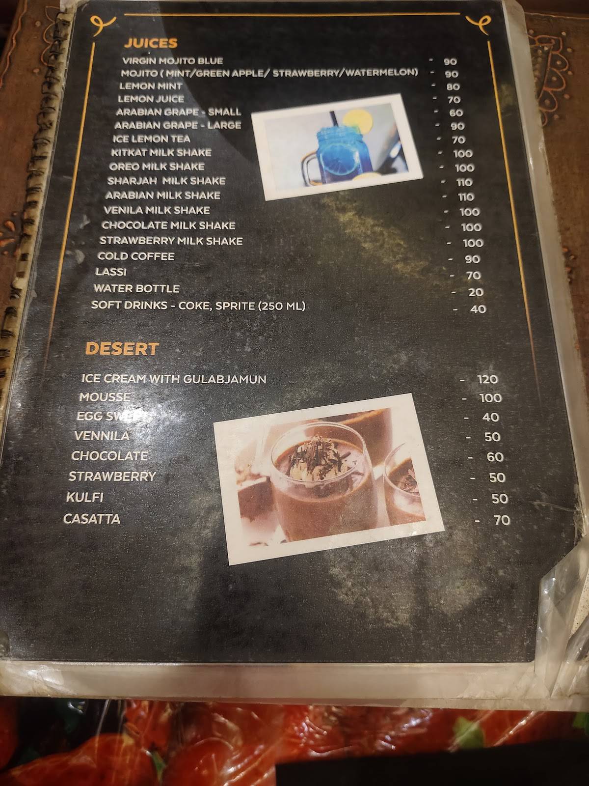 Arabia Mandi menu