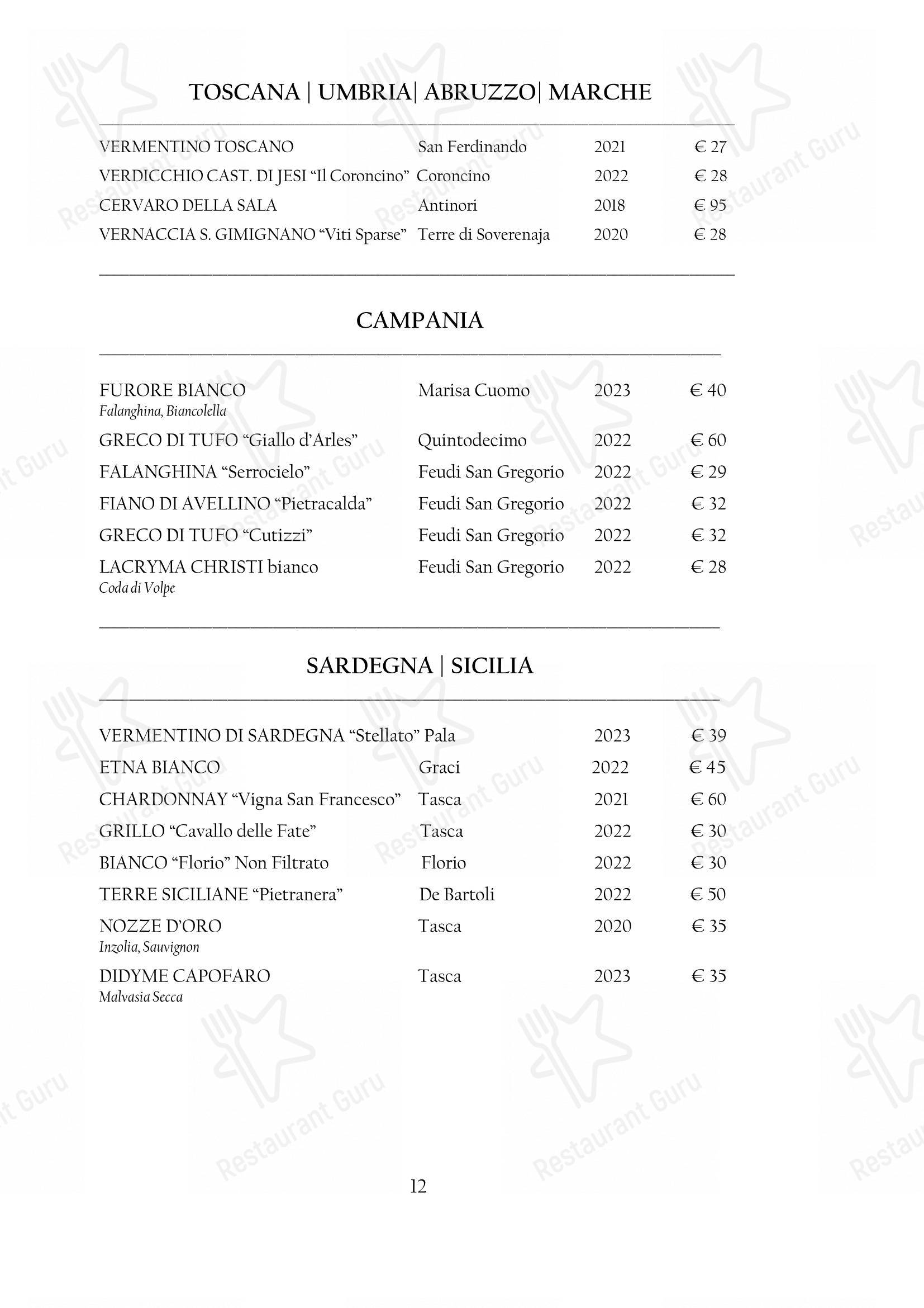 Menu per Arcadia ristorante