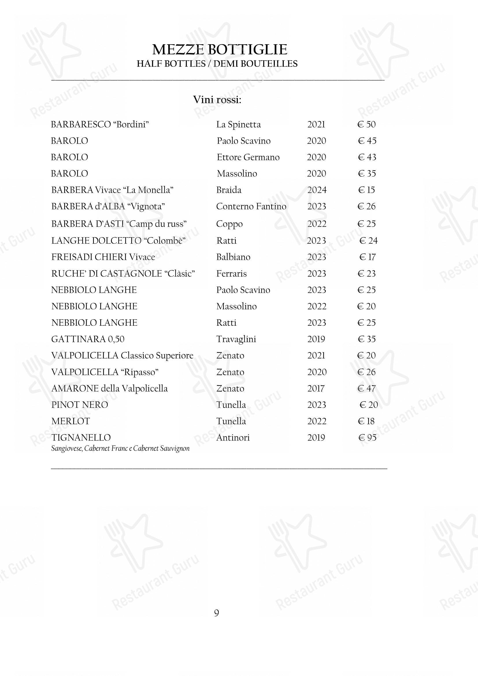 Menu di Arcadia - Menu