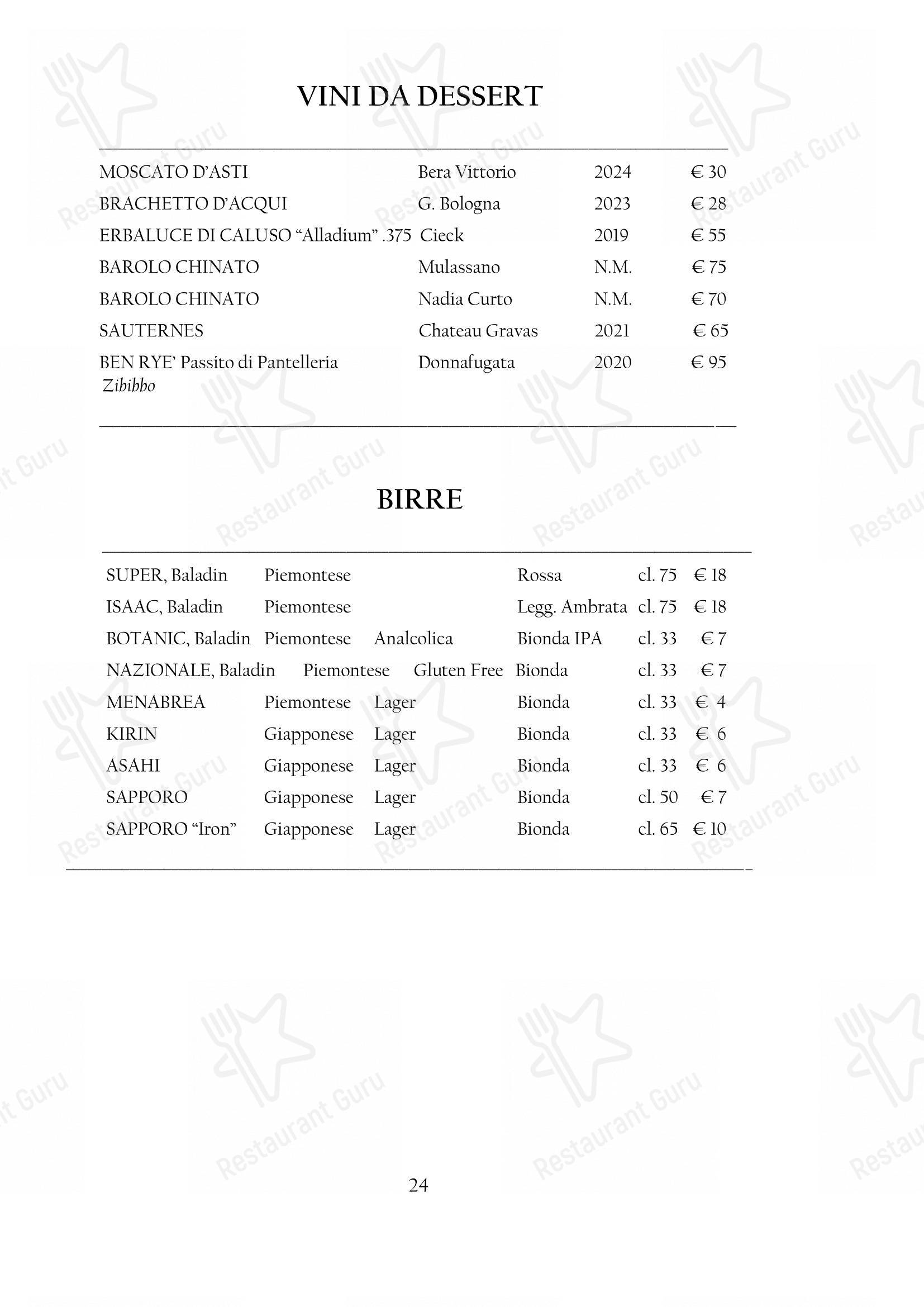 Menu pour Arcadia restaurant
