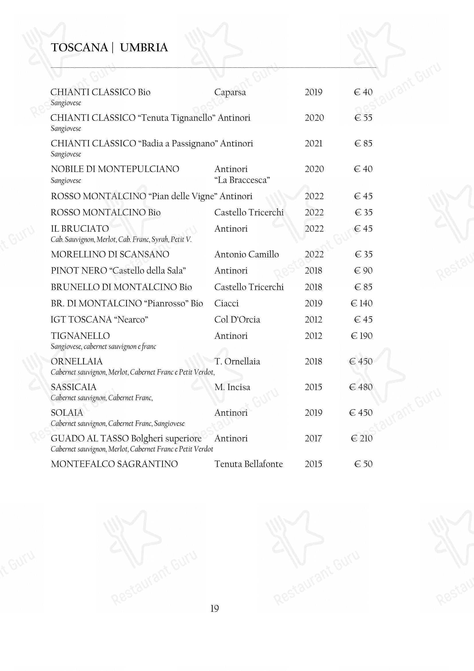Menu per Arcadia in Torino