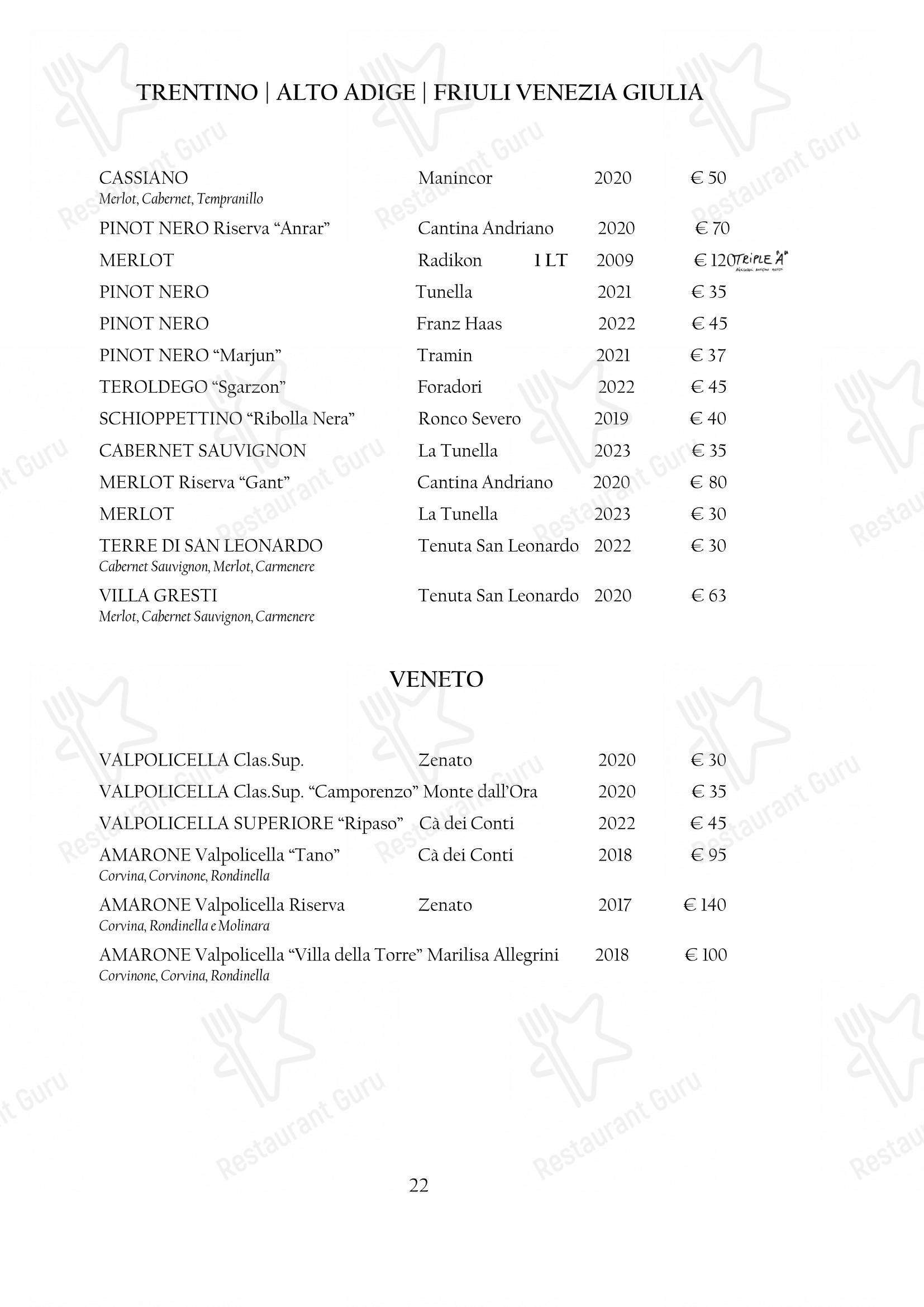 Arcadia dans Turin - Menu