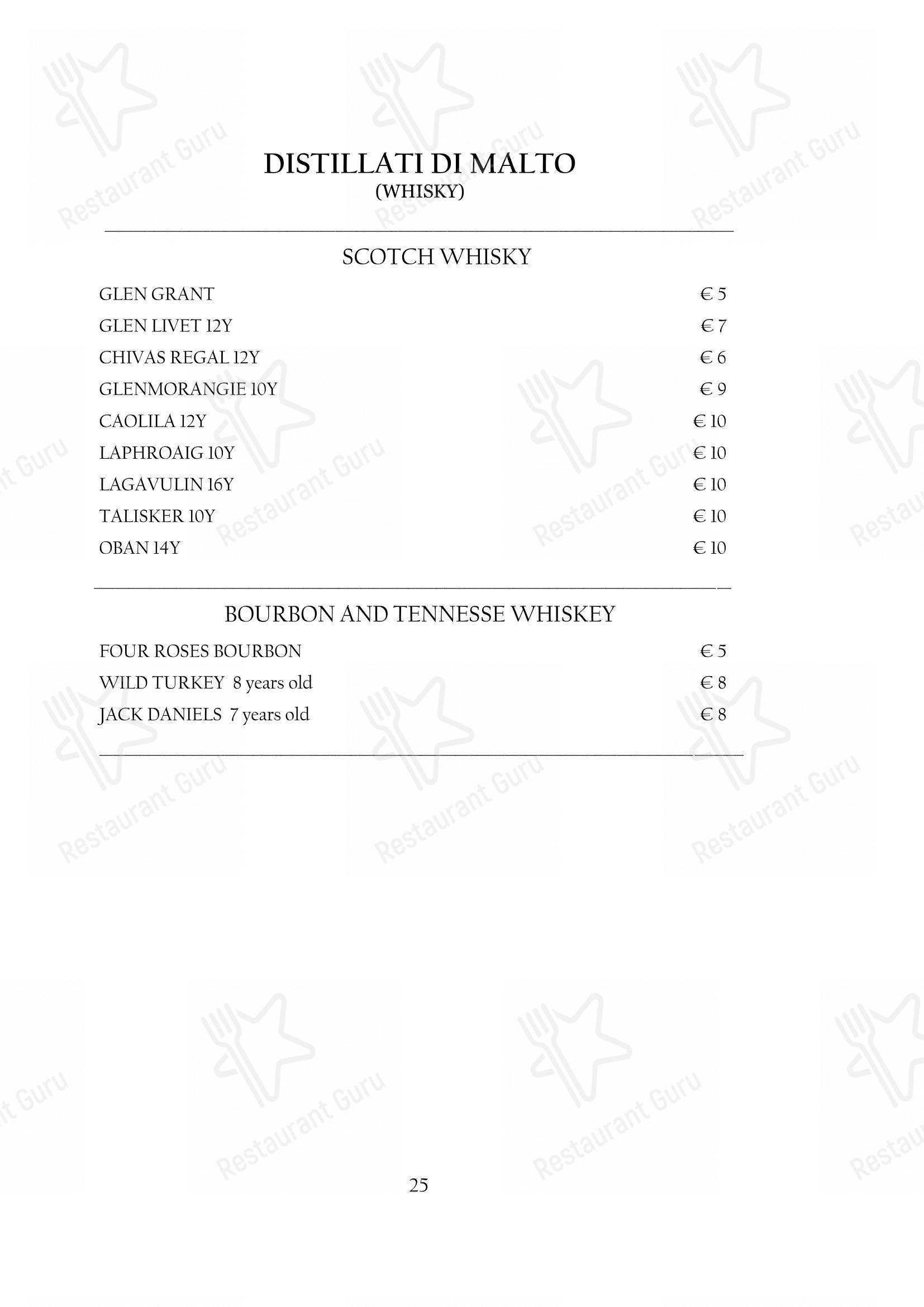 Menu per Arcadia ristorante