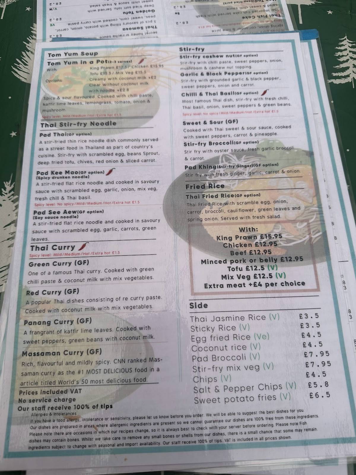 Menu at Arnfield Fly Fishery Cafe & Thai Restaurant, Glossop