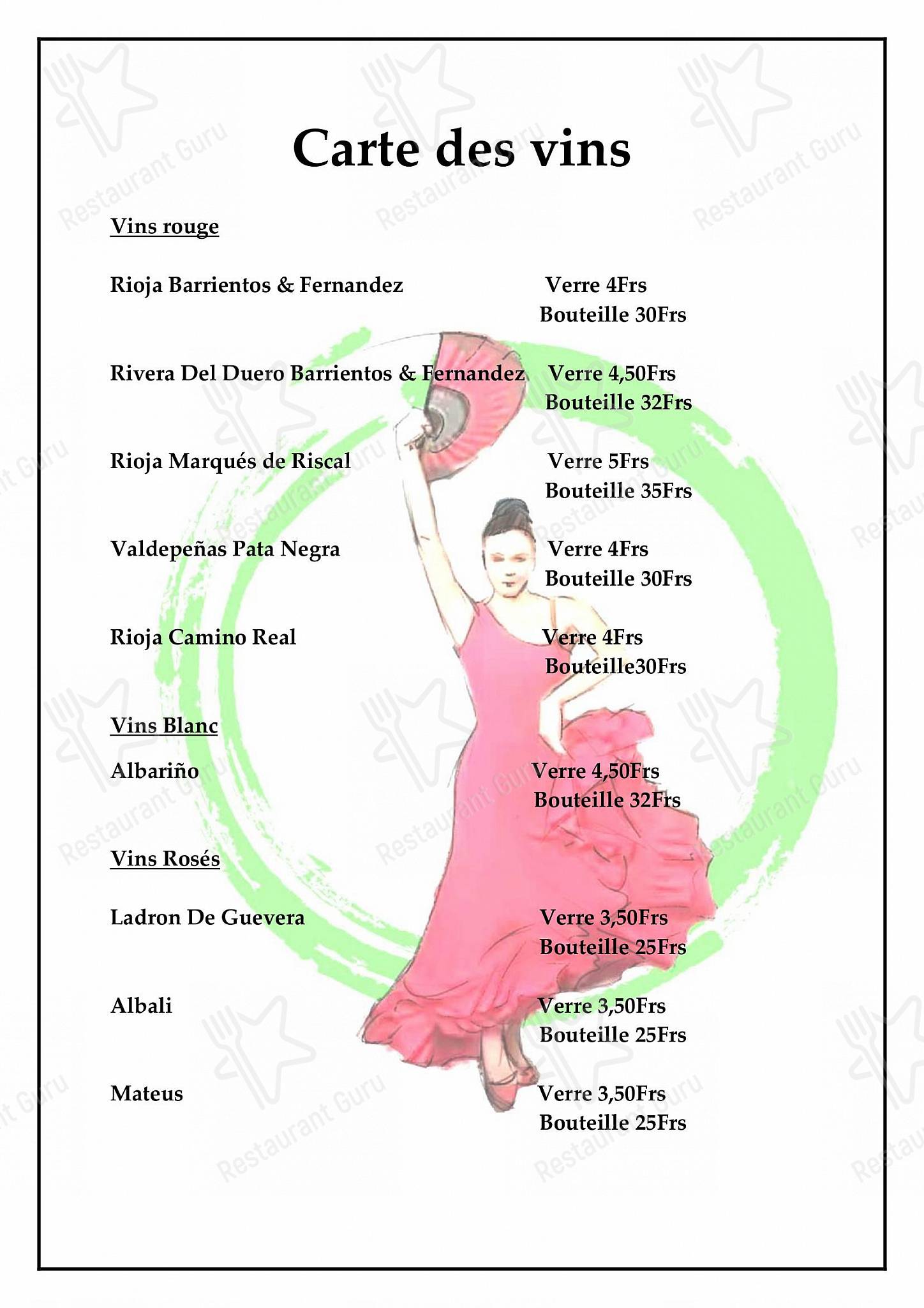 Arte Andaluz in Vernier - Menu bar