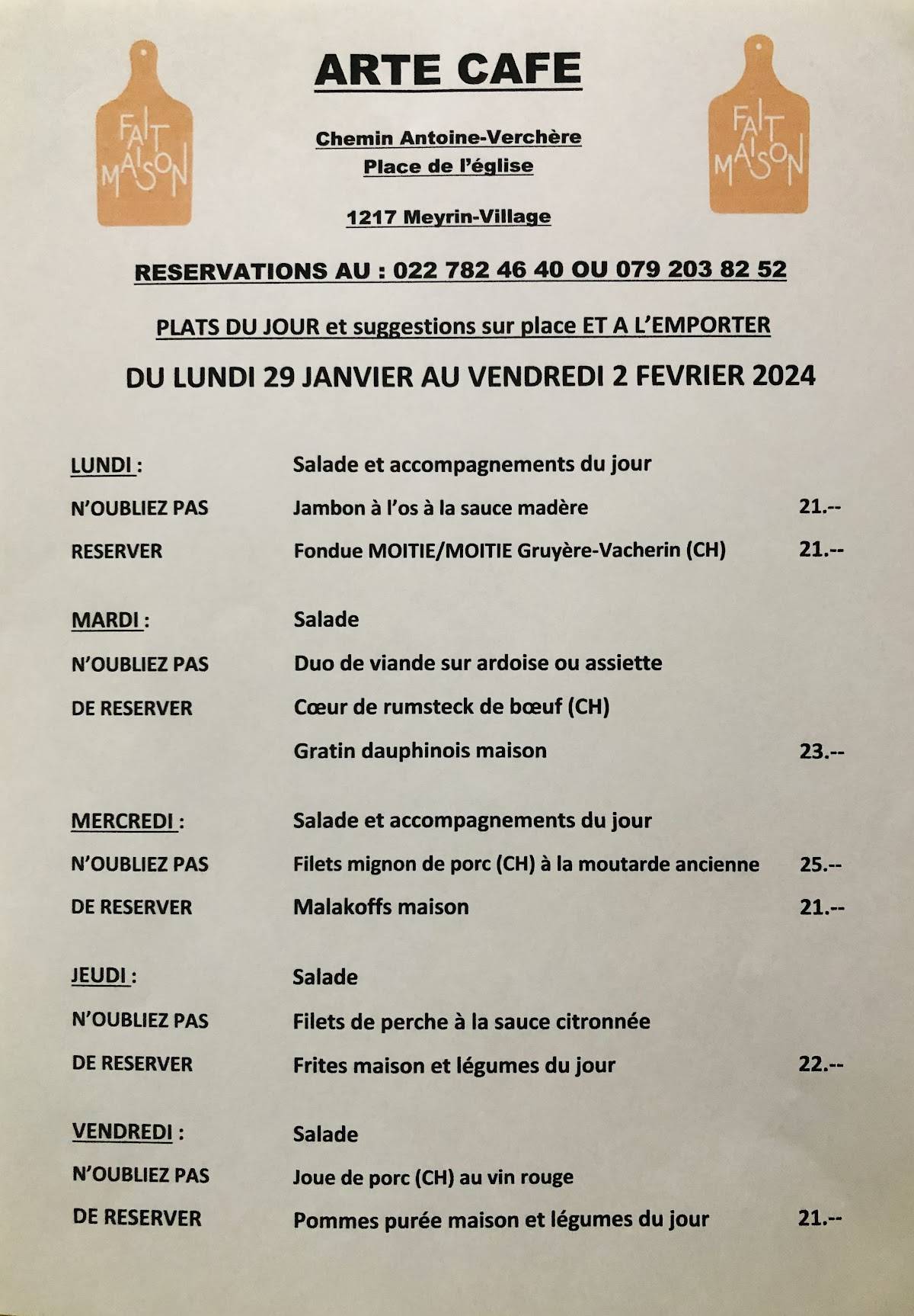 Menu di Arte Cafe 