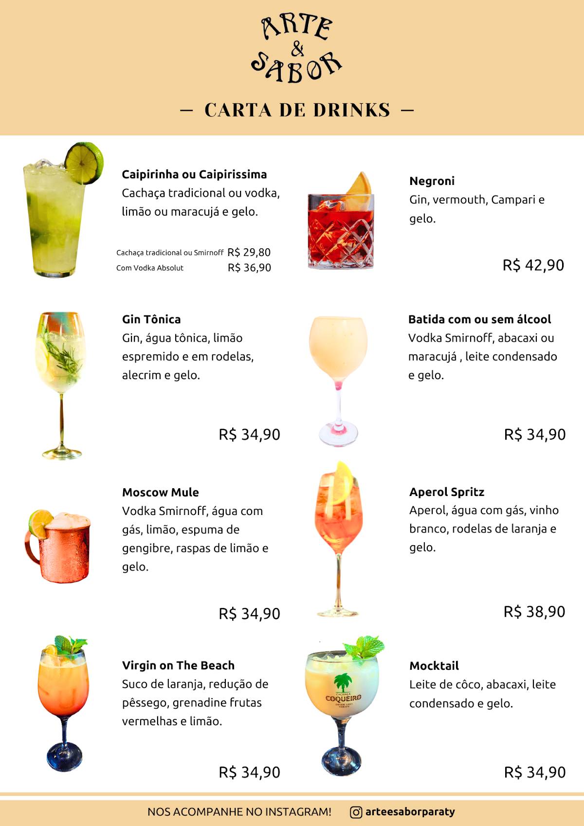 Restaurante Arte e Sabor cardápio