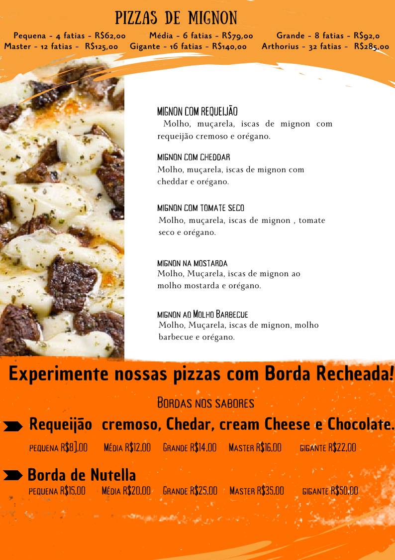 Arthorius Pizzaria cardápio