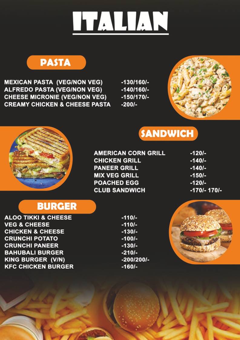 Arun's Restro and Cafe menu