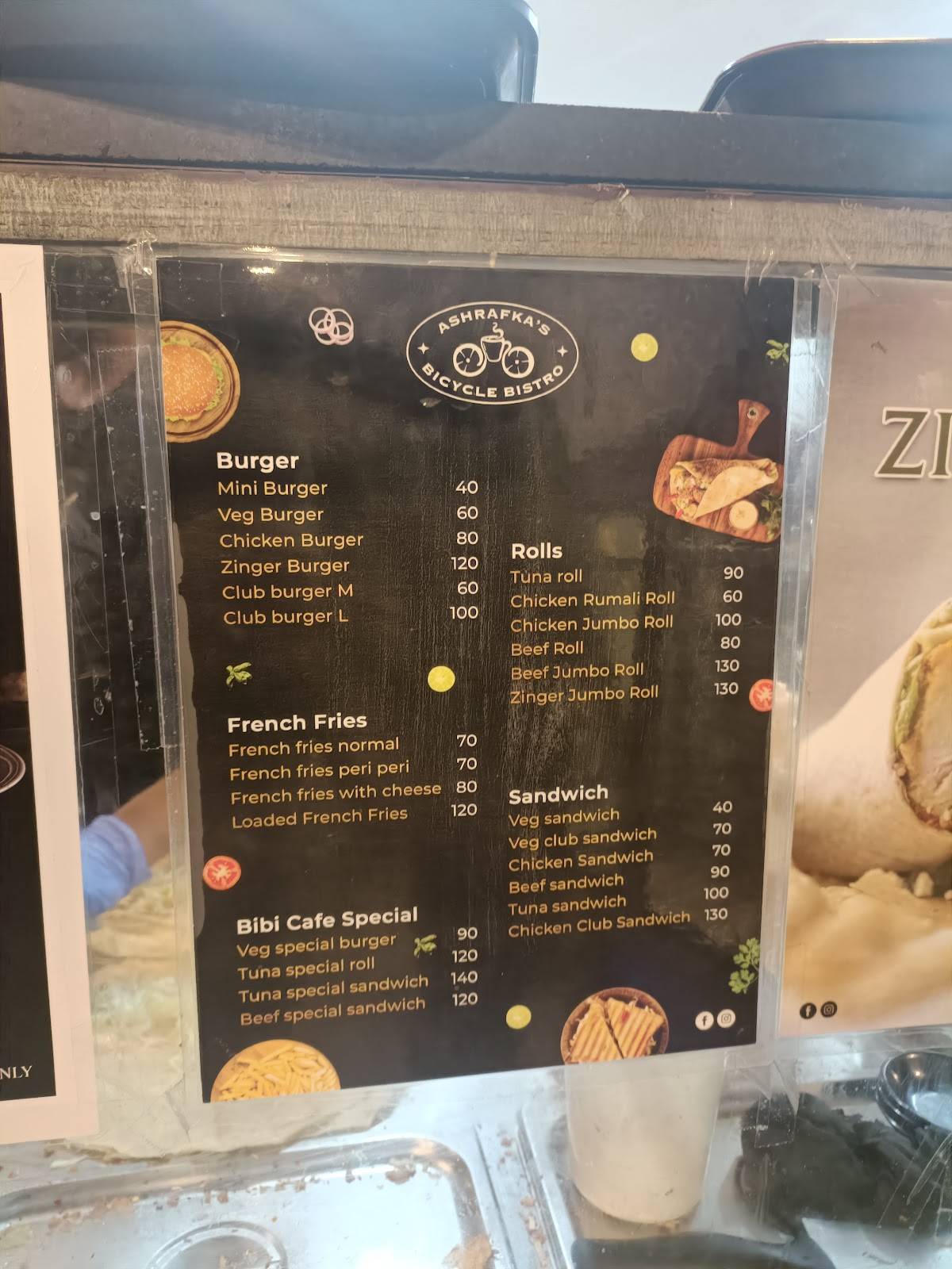 Menu at Ashrafka's Bicycle Bistro, Kozhikode