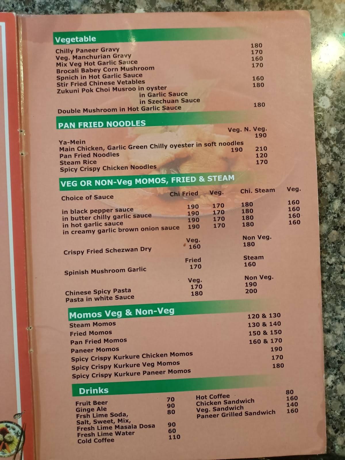 Asian Chopstick menu