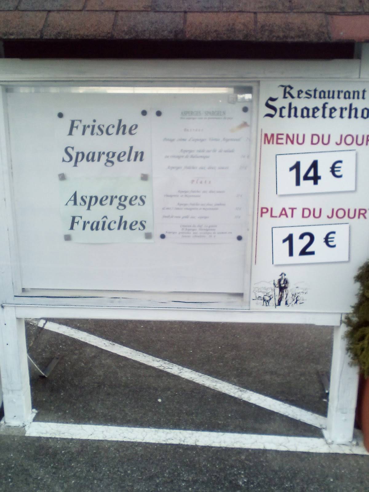 Menu de Au Schaeferhof. Restaurant