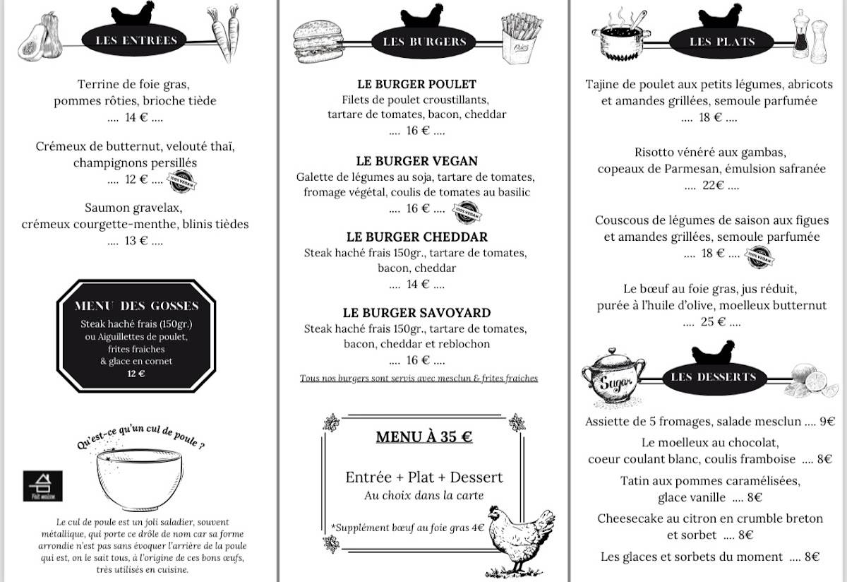 Menu au Restaurant Le Cul De Poule, Avignon