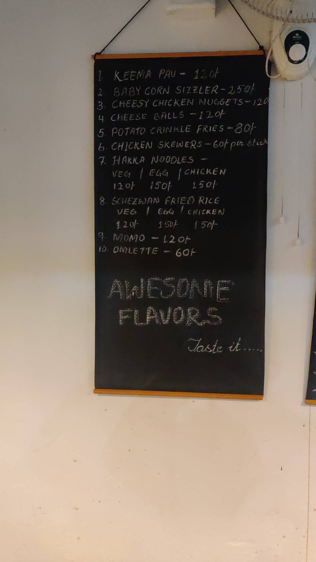 Awesome Flavours menu