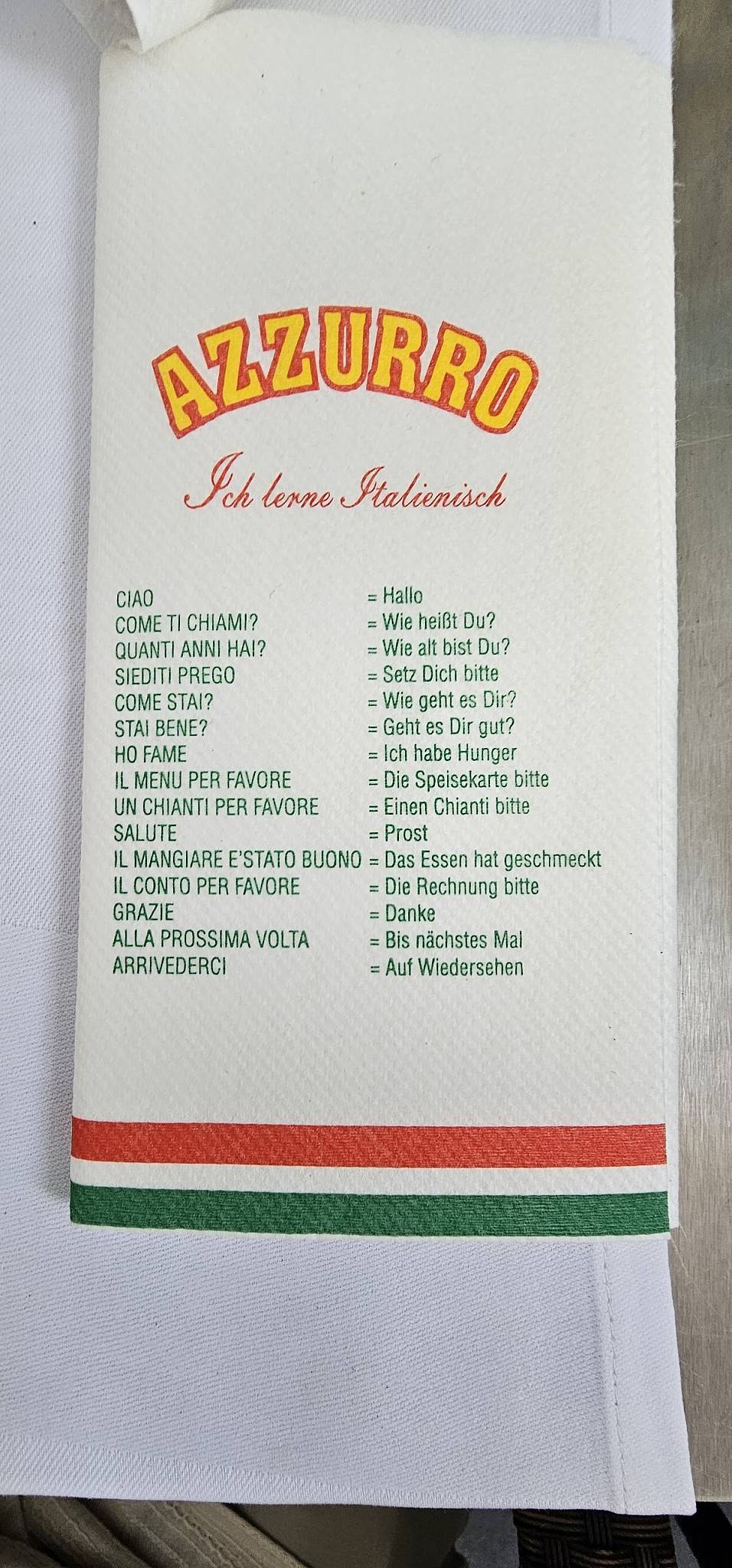 Menu di Azzurro 