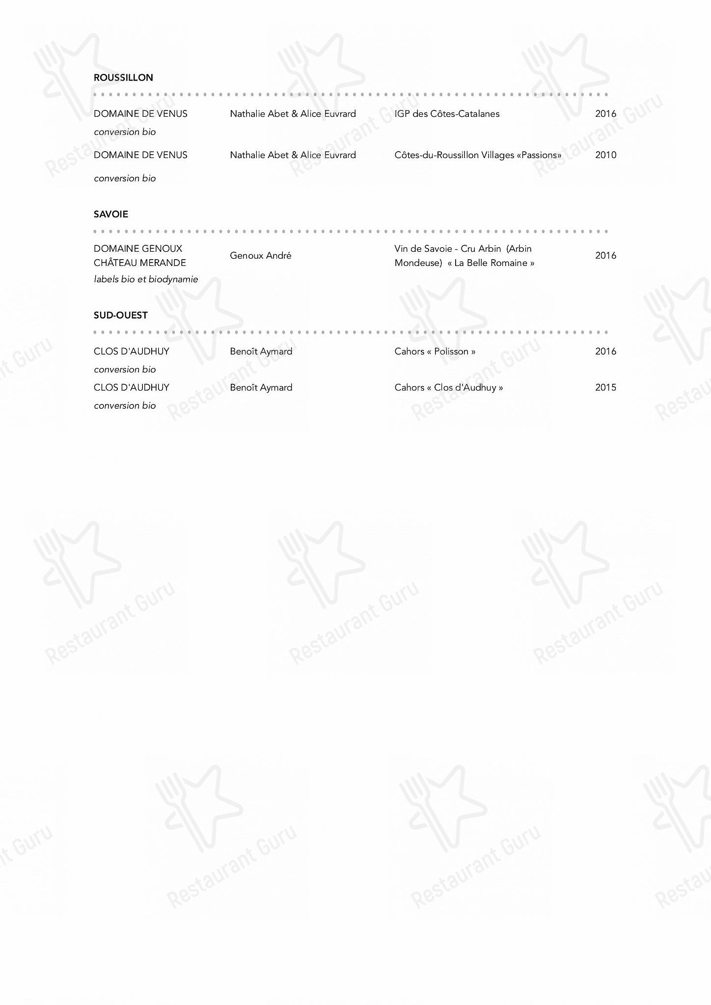 Découvrez le menu pour B.L.O
