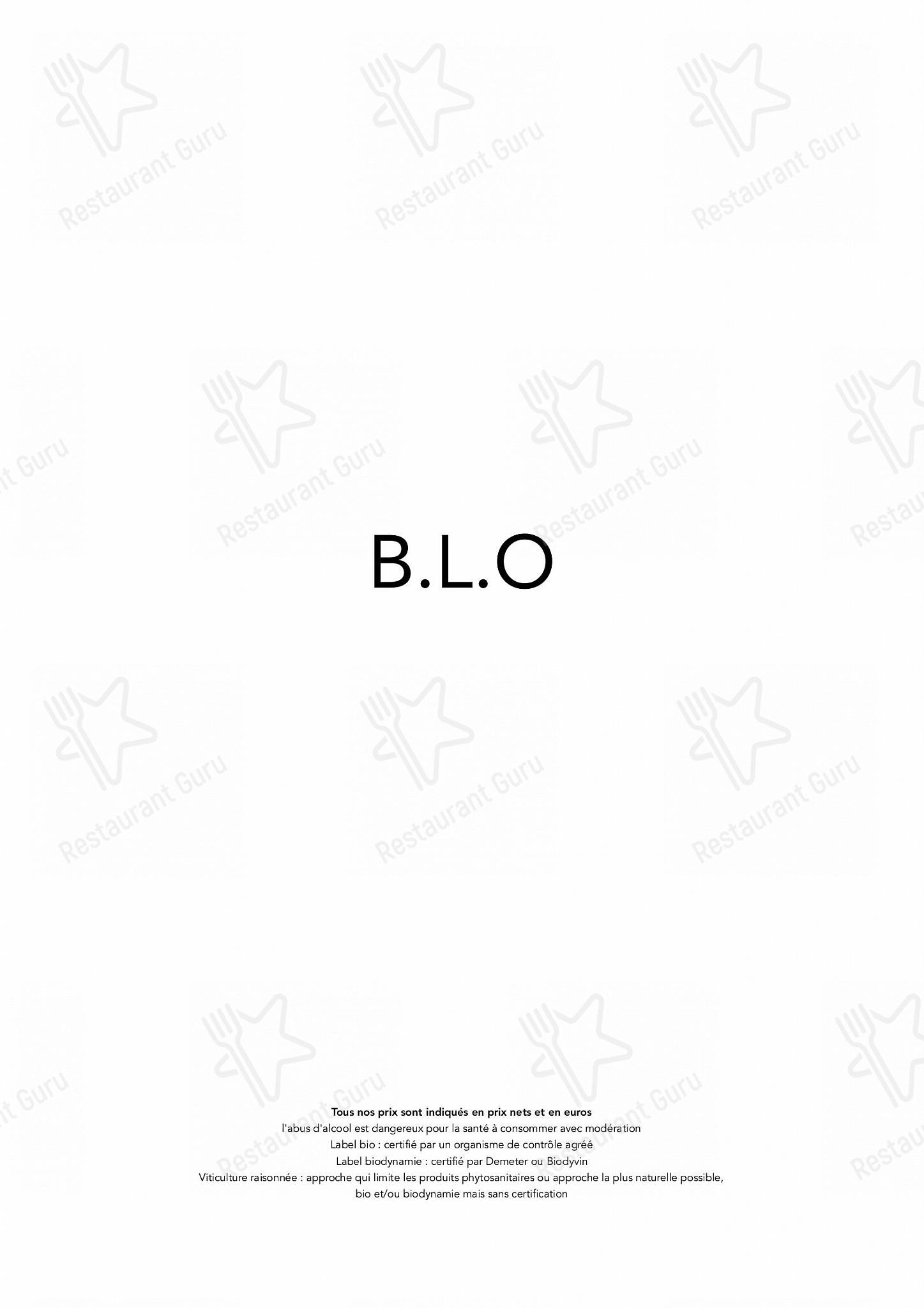 Menu pour B.L.O pub et bar