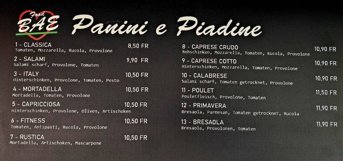 Menu di BAE Food 