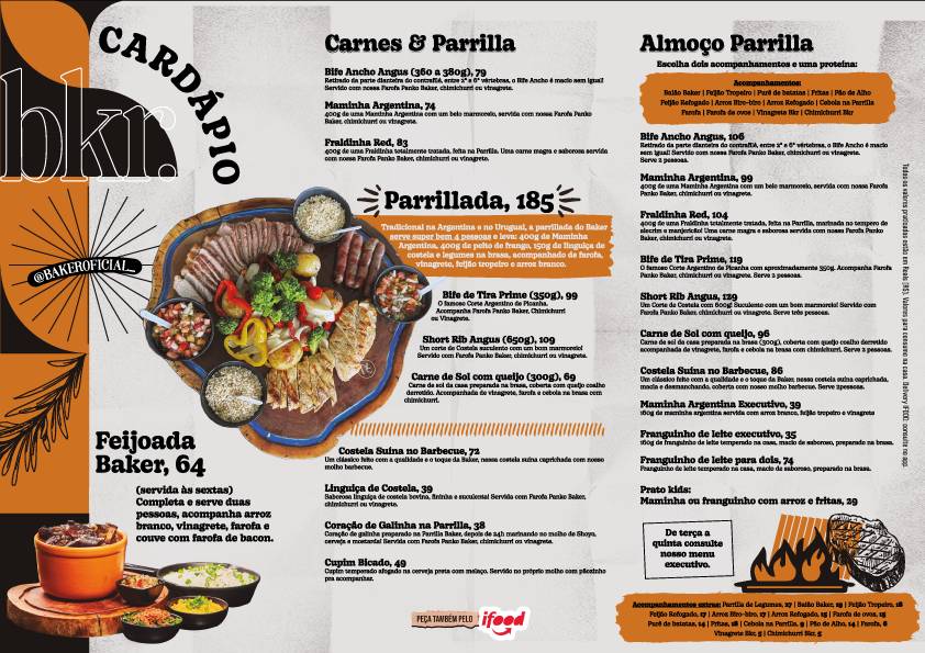 BAKER PARRILLA & BEER cardápio