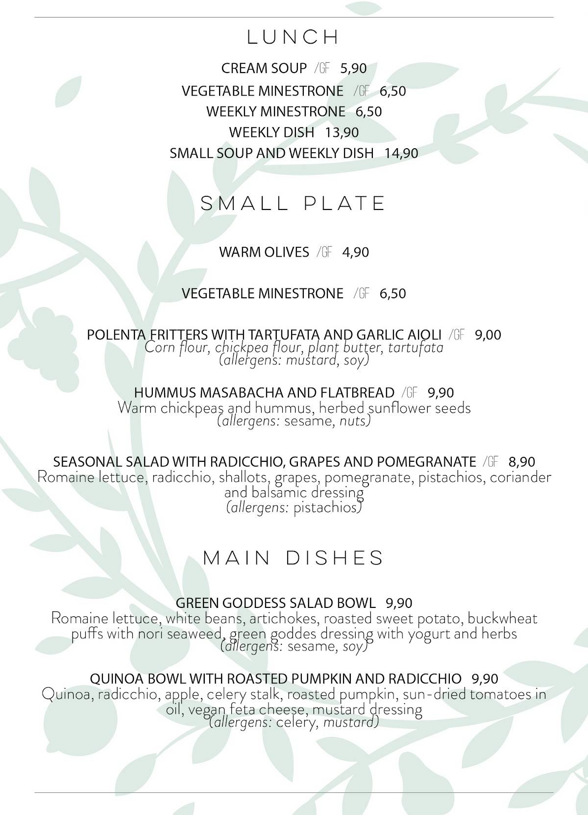 Menu di BARBARELLA PLANT BISTRO 