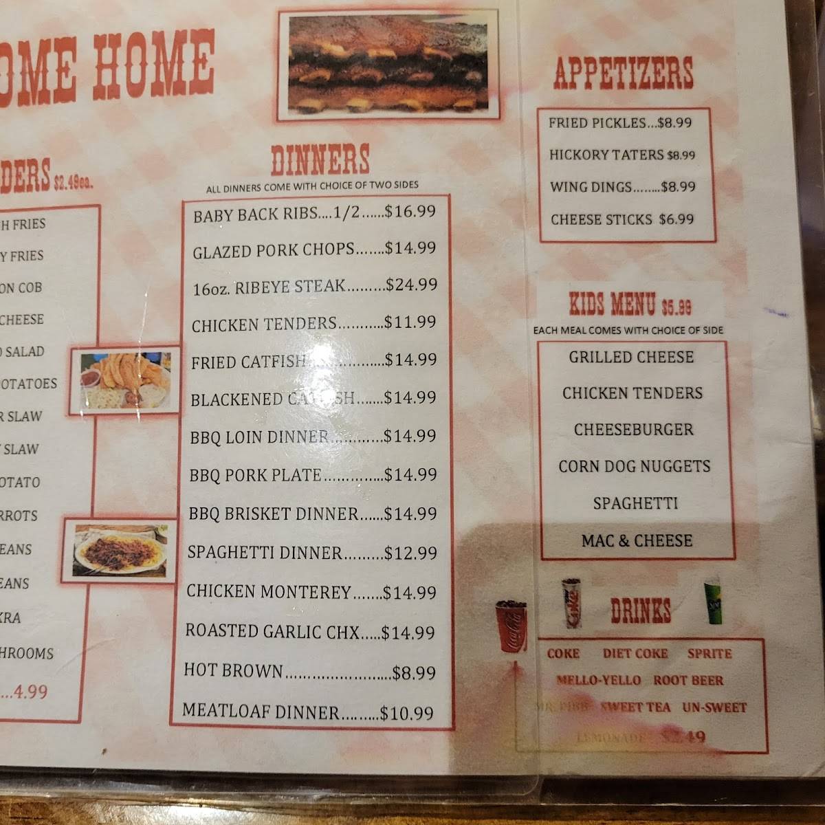 Menu at BarBQ Barn, Harrisburg