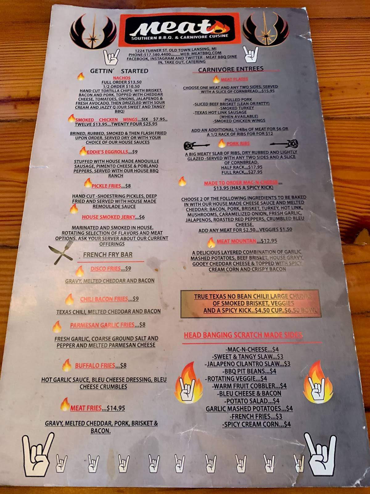 Menu at Meat BBQ, Lansing, Turner Rd