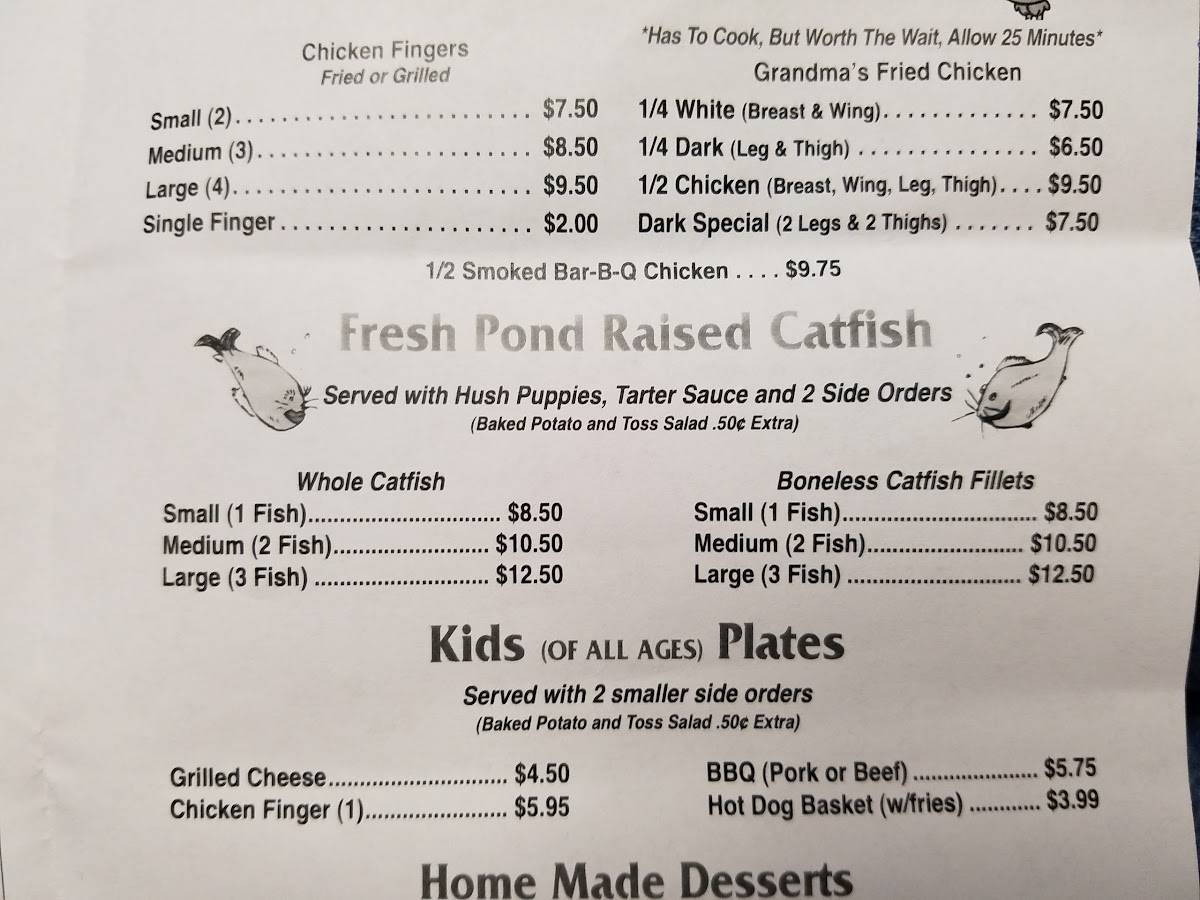 Menu at Pruett's BarBQ, Gadsden