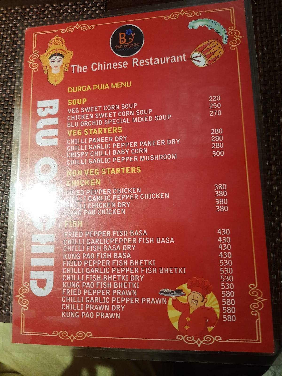 BLU ORCHID menu